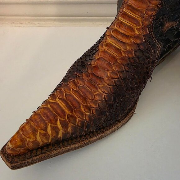 Corral Genuine Python Cutout Rhinestone Western Boots | Snip Toe | Size 7.5 - Picture 2 of 8